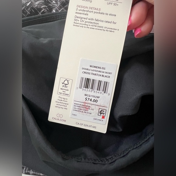 NWT Calia by Carrie Underwood Double Layer Skort in Cross Thatch Black in XS - Picture 7 of 8